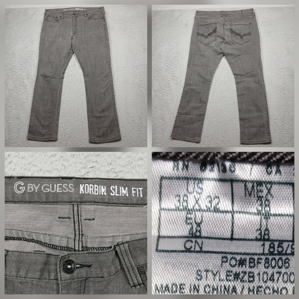 Guess Korbin Slim‎ Fit Jeans Mens 38x32 Gray Stretch Denim